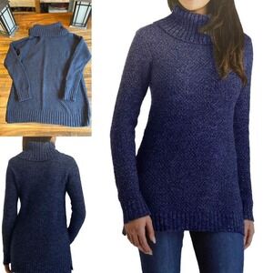 Hilary Radley Sweater Blue Knit Cowl Neck Tunic Woman's Small